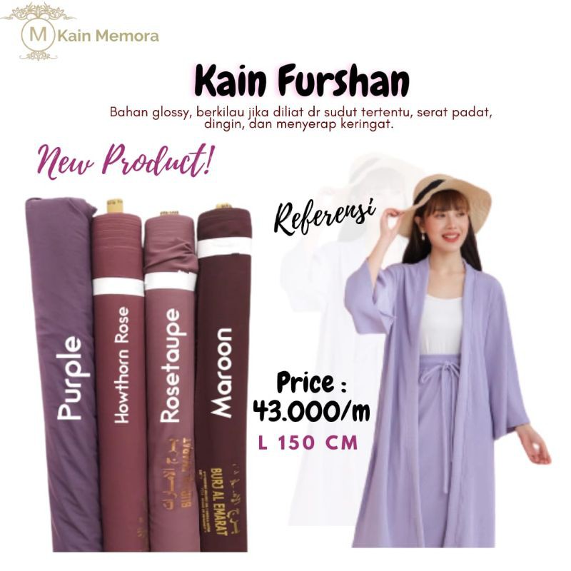 Kain Memora Kain Furshan Silk Premium Polos Berbagai Warna Bahan Lembut dan Jatuh Lebar 150 cm Best Seller Kain Gamis Kain Murah Malang Kain Polos