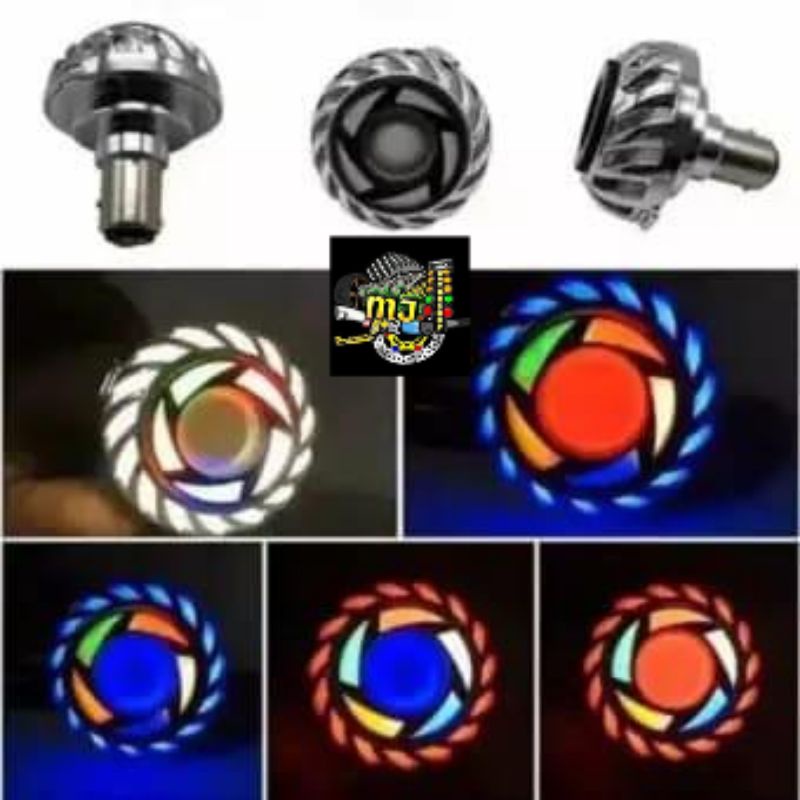 Lampu Stop Rem Belakang PROJIE Led Stoplamp Projie Flash Running Bulat Spiral AE Rainbow-MJ_MOTORSHOP