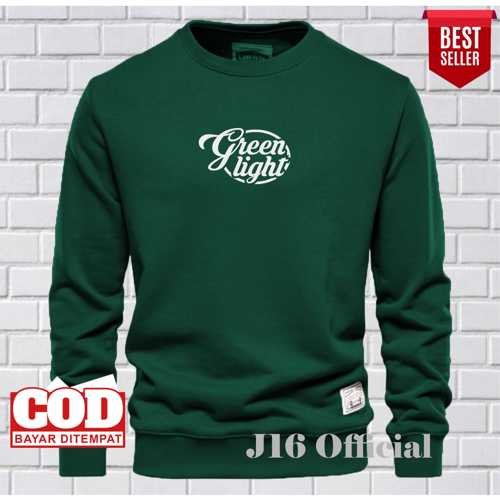 GREENLIGHT Crewneck Sweater Oblong Pria Wanita Bahan Fleece Tebal Premium