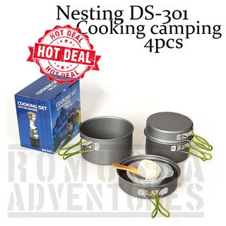 Nesting DS-301 Alat Masak Camping Outdoor Cooking Set Isi 4 + POUCH