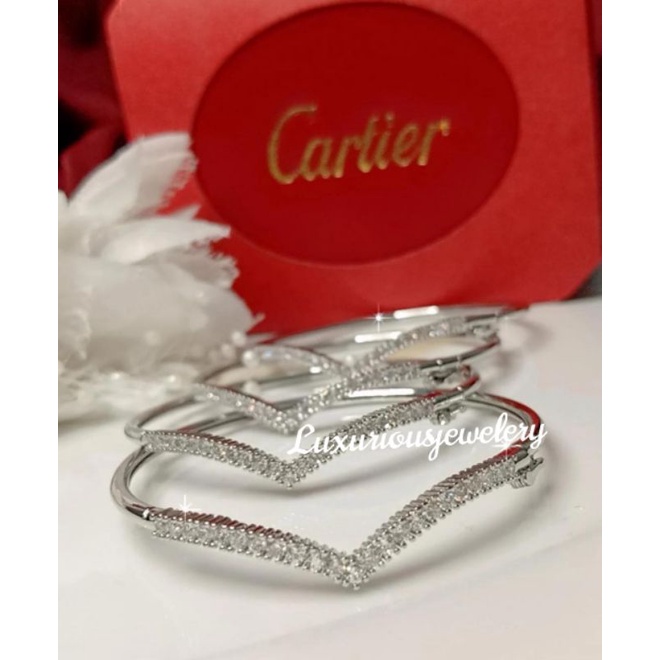 Gelang Bangle V permata cubic zirconia