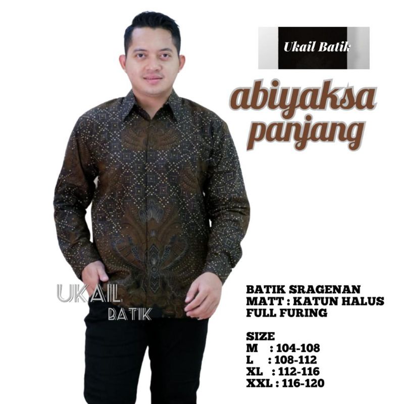 ABIYAKSA Kemeja Batik Pria Full Furing Katun Halus Sragenan