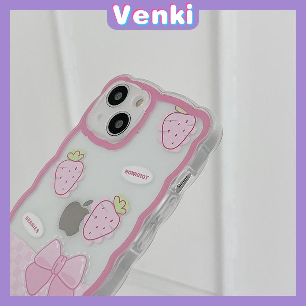 iPhone Case Silicone Soft Case Clear Case Wave Non-Slip Shockproof Camera Full Coverage Protection Pink Strawberry For iPhone 13 Pro Max iPhone 12 Pro Max iPhone 11 iPhone 7 Plus