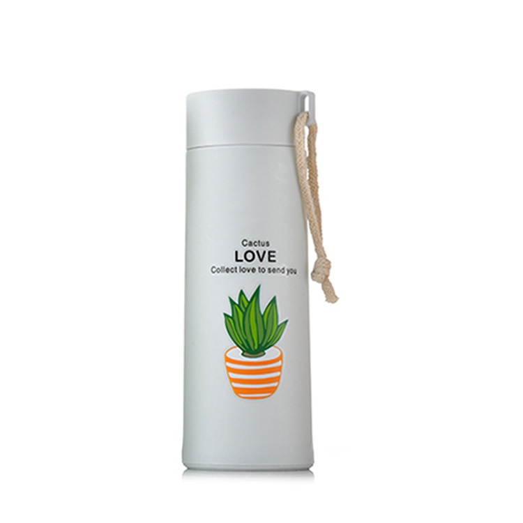 Botol Kaca Thermos/Botol Minum Model Lucu Nice Day Unik BPA FREE-K-biru