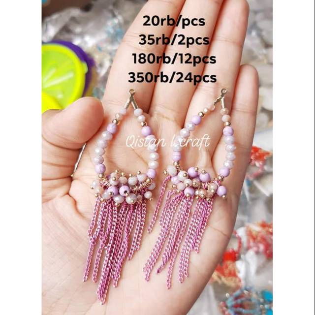 Juntai crystal bunga import 1pasang