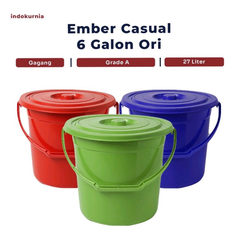 Ember air ukuran 6 galon - Ember 25 liter ada tutup - Tong air - Ember mandi  serbaguna