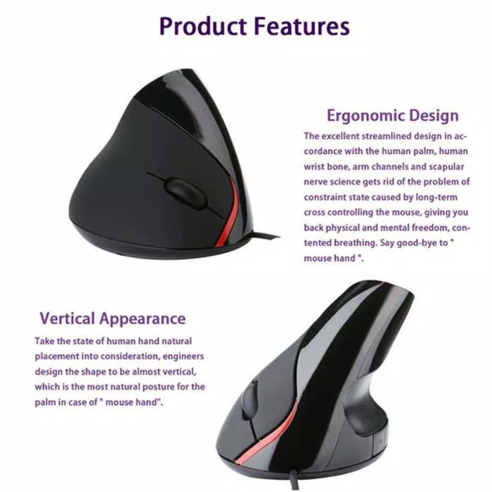Mouse Gaming Kabel Wired Mouse High Speed USB Vertical Mouse Ergonomic