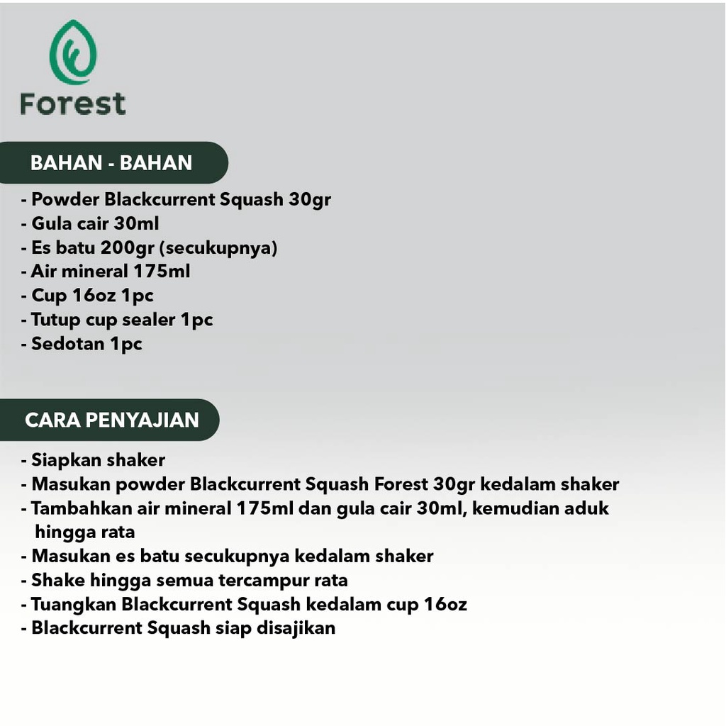 Bubuk Minuman BLACKCURRANT SQUASH Powder 1000 g - FOREST Bubble Drink