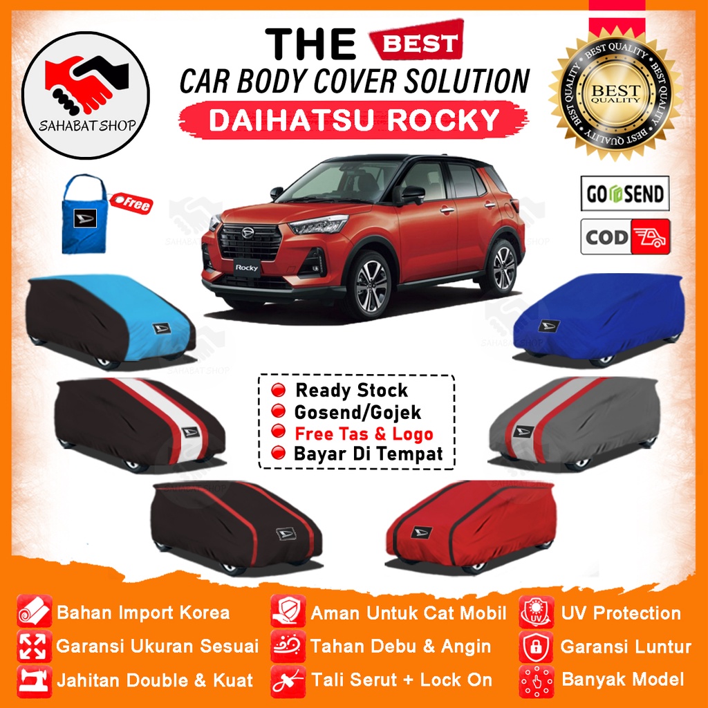 Sahabat Body Cover Mobil Rocky / Sarung Penutup Daihatsu Rocky Outdoor / Tutup Selimut Mantel Mantol Jas Kerudung Pelindung Kelambu Pembungkus Terpal Bungkus Kerodong Tutupan Mobil Rocky Waterproof Anti Air Model Orange