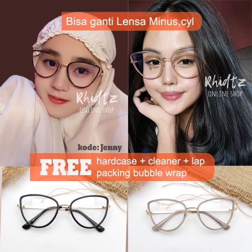 KACAMATA FRAME AMAYA Vani Jenny LENSA ANTI RADIASI | KACAMATA PHOTOCROMIC | KACA MATA WANITA CAT EYE