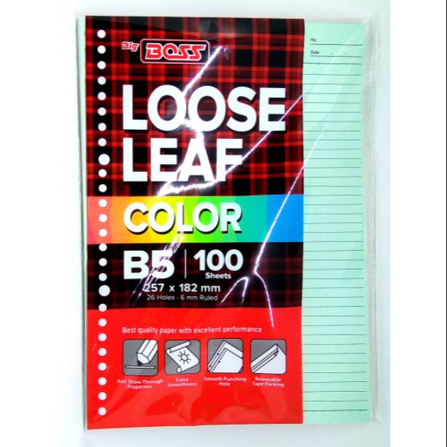 

Loose Leaf Warna Rainbow Big Boss B5 - 100 Lembar