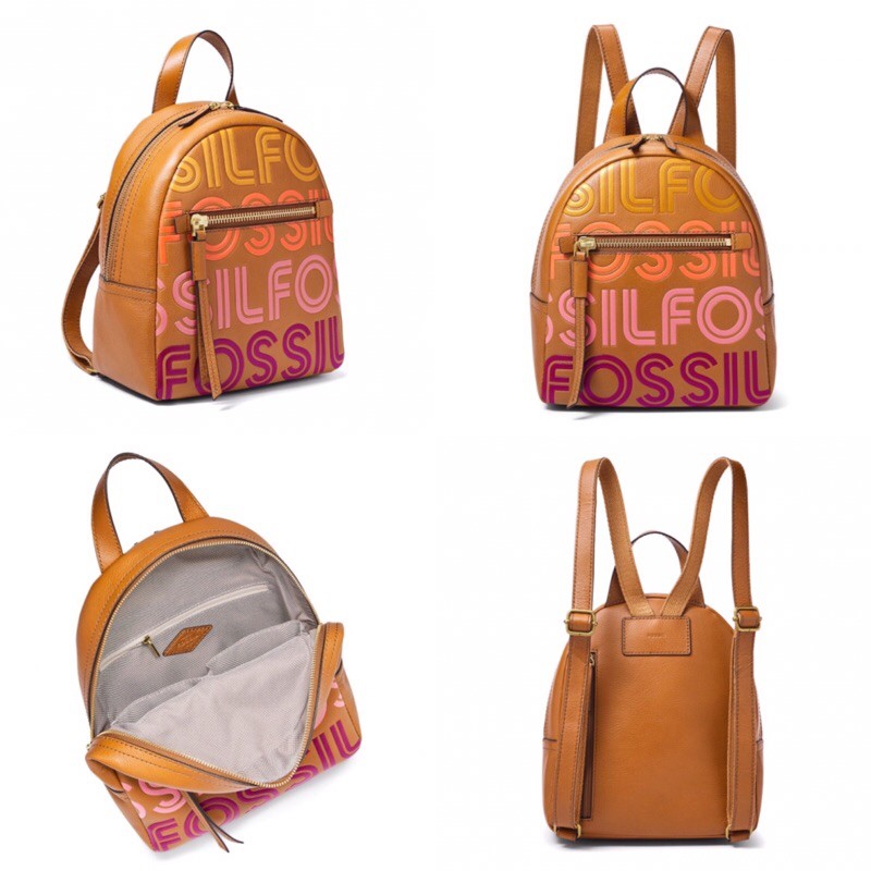 PRELOVED Megan Backpack tan emboss embossed Megan Backpack Foss sill original tas ransel kulit asli