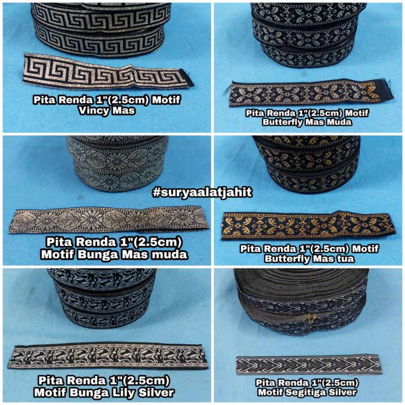 Pita Renda (2.5cm) Motif Batik/Bunga Salur +/-30Y/Rol =rp.65.000/Rol