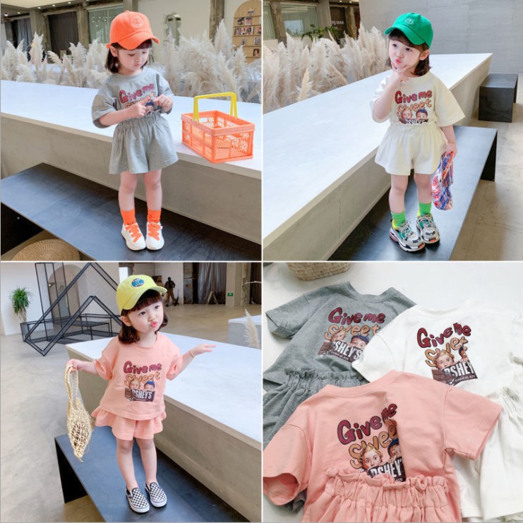 Setelan Anak Perempuan Korea Fashion Motif Sporty Girl 2-6 Tahun