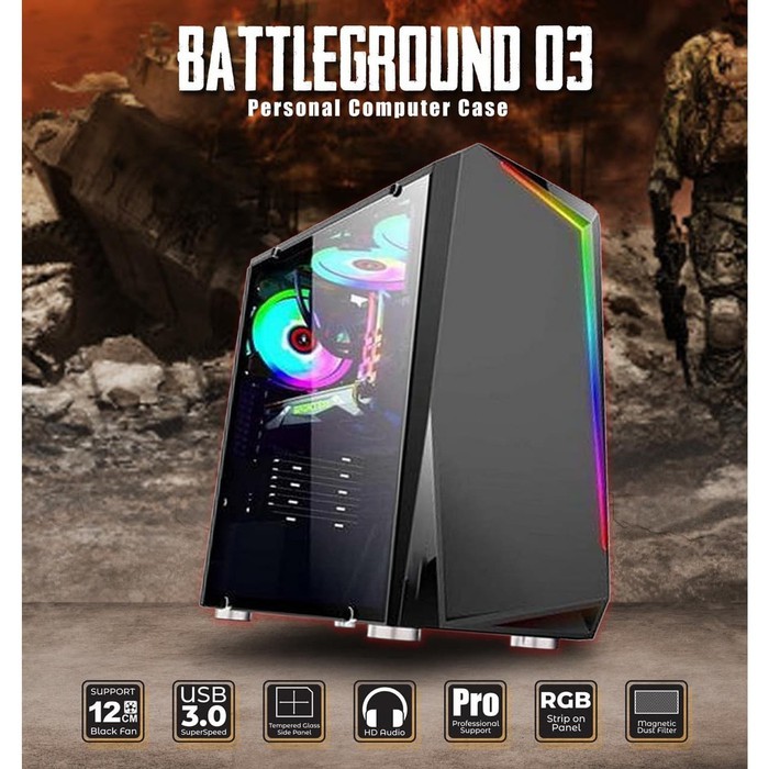 Casing Gaming Simbadda Battleground 03 Tempered Glass Casing Komputer Original PC Gaming Simbadda battleground 03 Computer