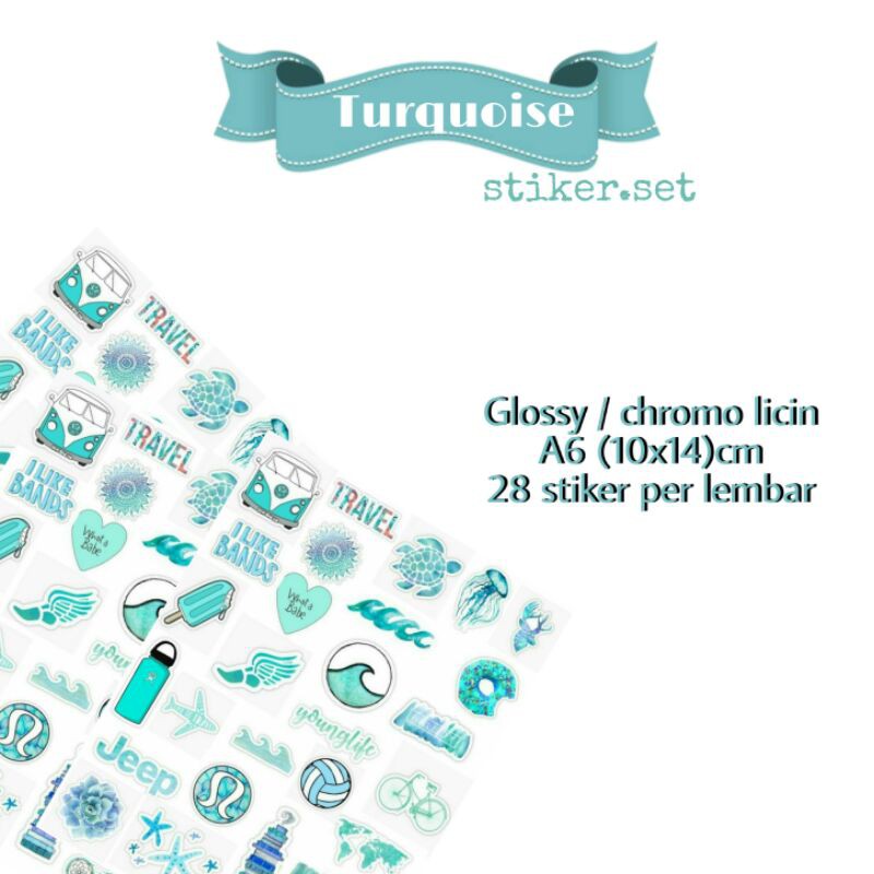 

STIKER Aestetic MURAH TURQUOISE STIKER SET //HP//LAPTOP// AKSESORIS // RANDOM // MURAH