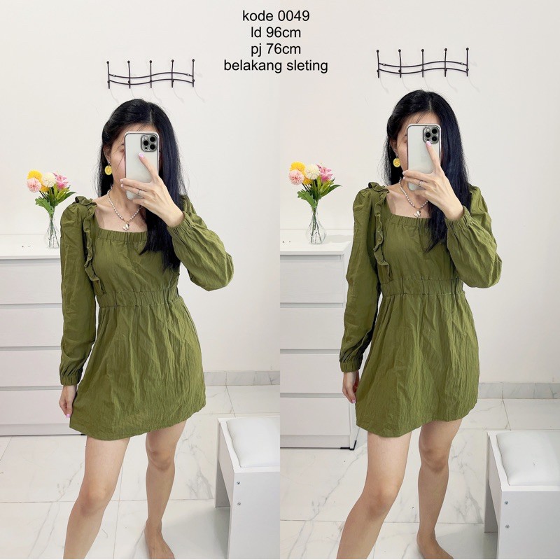 dress polos wanita bkk murah ,dress mini army lengan panjang.dres katun linen import bkk produks.