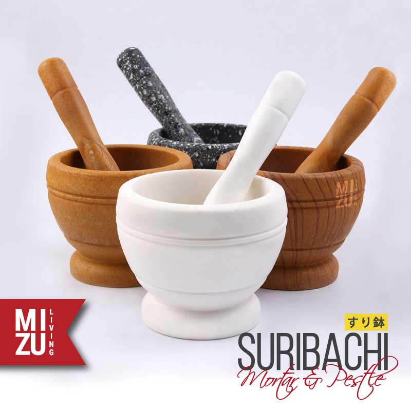 MIZU SURIBACHI Mortar &amp; Pestle Ulekan Dapur Cobekan Bumbu Masak Tumbukan Obat