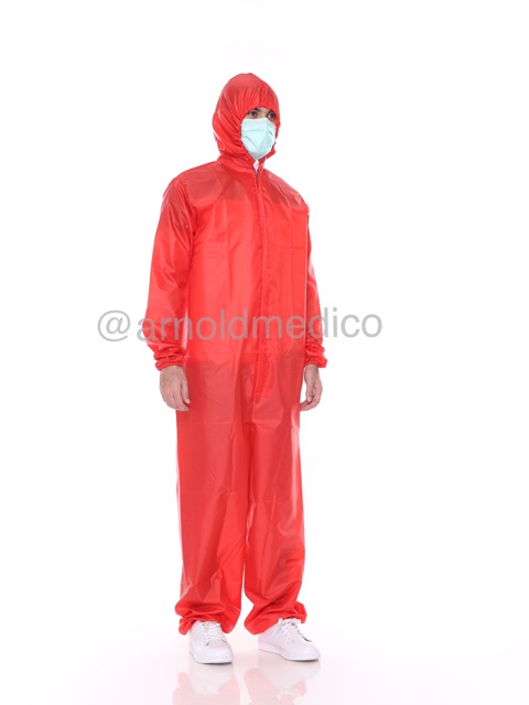 Baju APD Hazmat Parasut Waterproof / Anti Air / Anti Droplets Merah