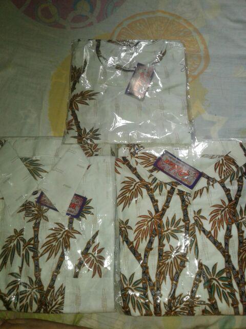 Baju Batik Couple Keluarga Motif Bambu Putih