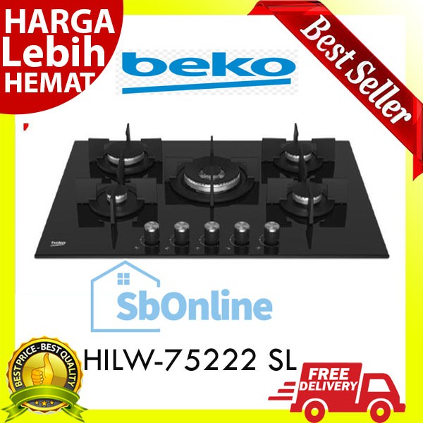 Beko Hob Kompor Gas Tanam 5 Tungku 75 Cm Hilw 75222 Sl