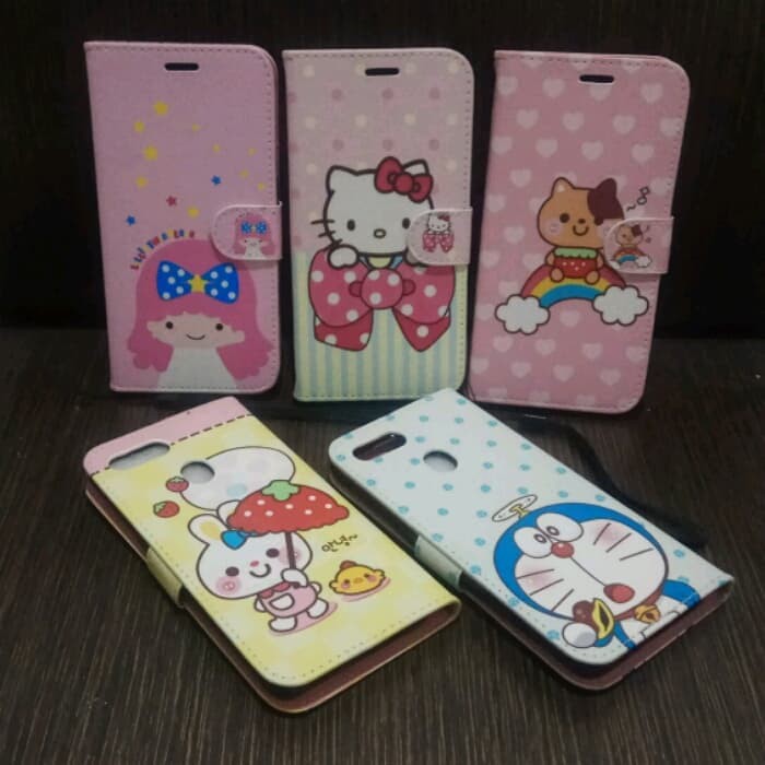 Terbaru CASE OPPO A7 FLIP WALLET KARAKTER FLIP COVER MOTIF OPPO A7