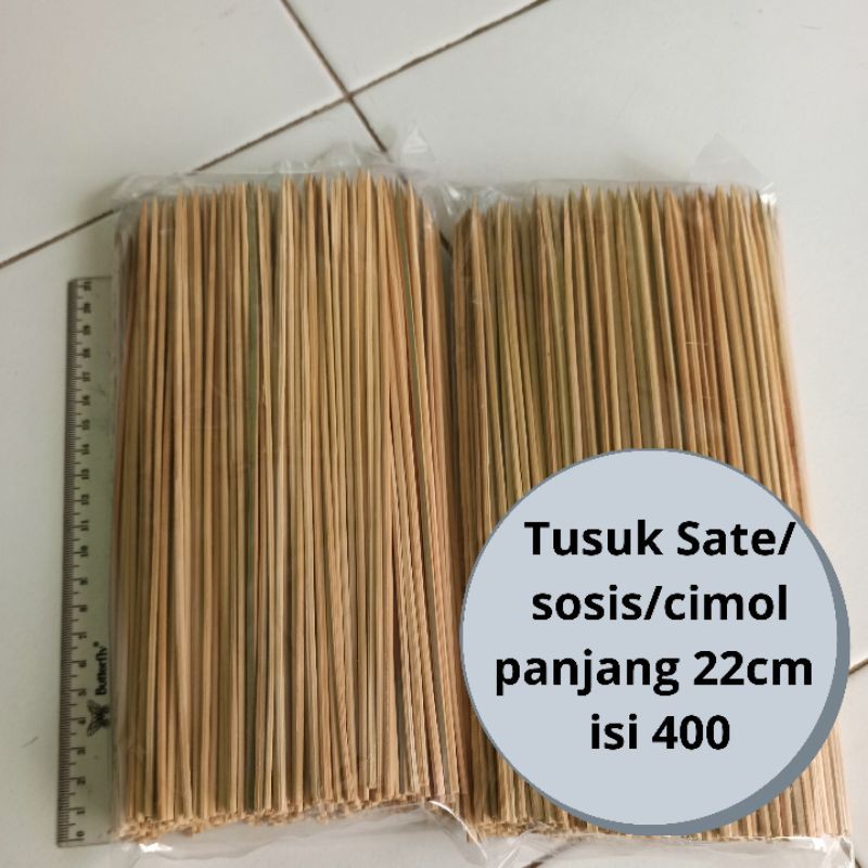 Jual Tusuk Sate Bambu 22cm Isi 400 Pcs Tusukan Cimol Sosis