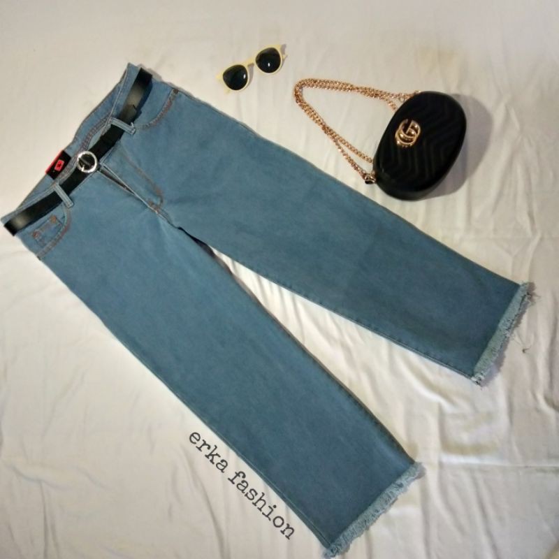 Celana Boyfriend Kulot Rawis terpopuler/celana wanita/celana jeans cewek distro / Unfinish FREE BELT