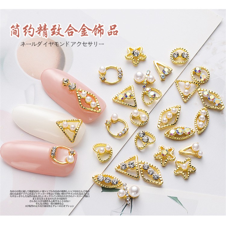 Gold chain nail acc swarovski tear drop nail art / nail gems charms