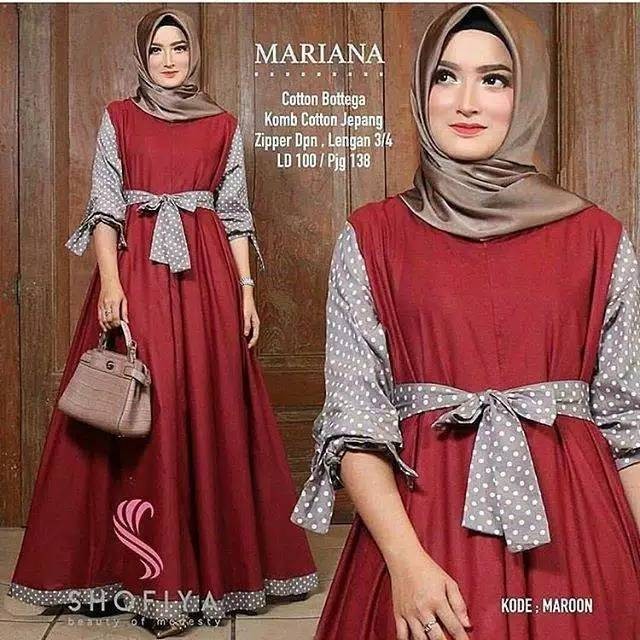 Baju Muslim Wanita Gamis Marina Terbaru Trend Fashion Kekinian Sangat Cocok Untuk Hari Lebaran