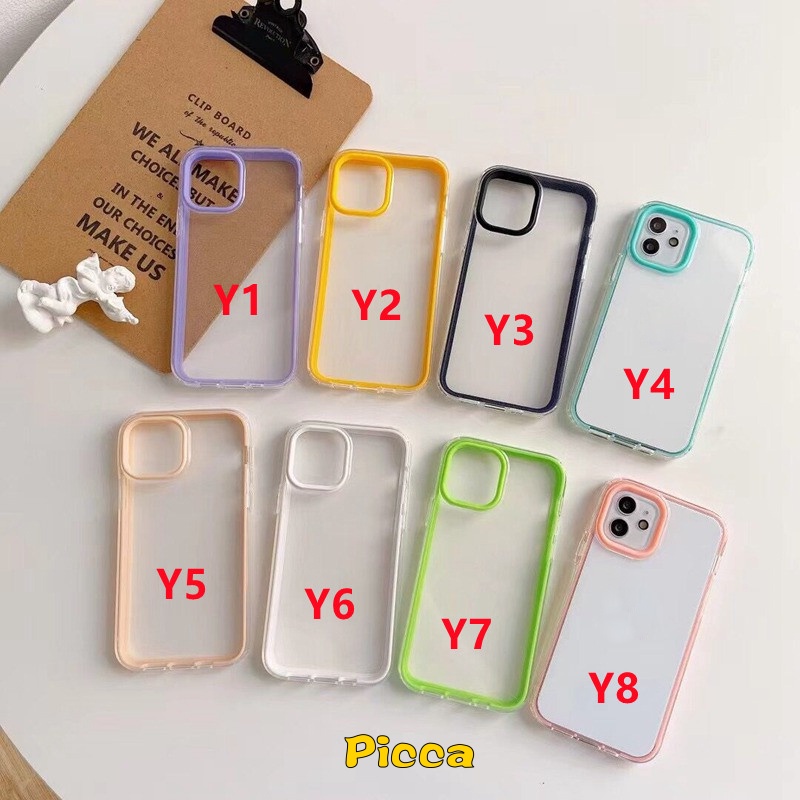 3 In 1 Soft Case Pelindung Lensa Warna Macaron Bahan TPU Untuk IPhone 7 8 Plus 11 12 13 Pro Max XR XS X SE 2020