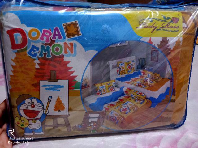 Sprei Lady Rose Duo 2in1 Motif Doraemon Sorong 120x200 - 120 Single Sp - Robot Kucing Biru