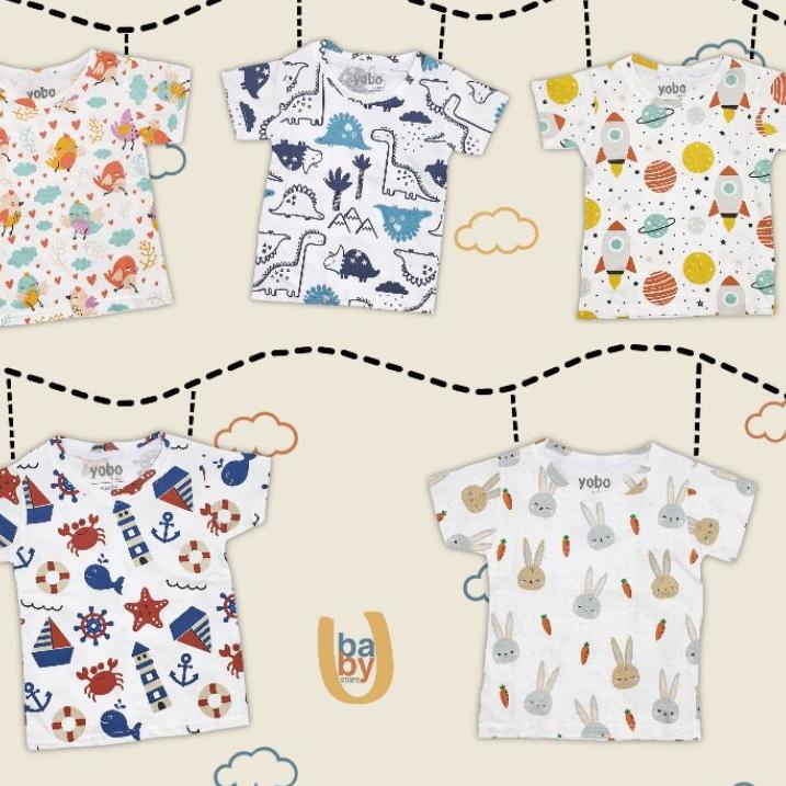 Best Seller.. E-SHIRT (EVERYDAY T-SHIRT) YOBO BY BABYU | BAJU KAOS SANTAI BAYI & ANAK (SIZE KECIL)