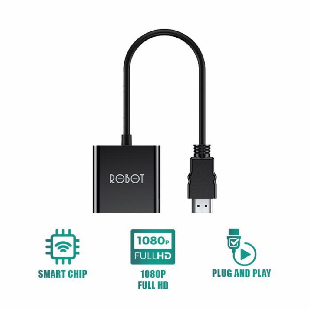 Robot RHV10 HDMI TO VGA Adapter 1080p - Garansi Resmi 1tahun original