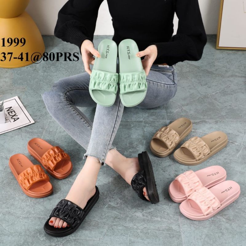 Sandal Wanita  Selop Jelly  Pillow Kerut Import HYS1999