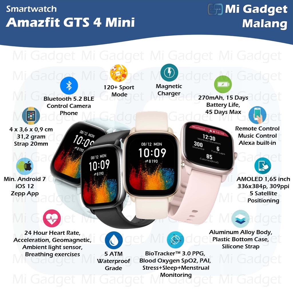 Amazfit GTS 4 Mini Jam Tangan Digital Smartwatch Sport Garansi Resmi