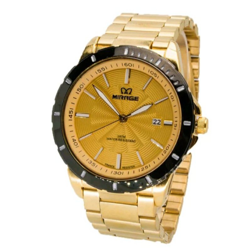 jam tangan pria;MIRAGE M8549BRP-Lgold~ORIGINAL WATER RESISTANT~TGL~STAINLESS