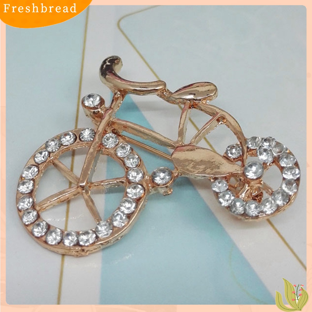 [ TERLARIS]Fashion Alloy Rhinestone Inlaid Bicycle Brooch Pin Badge Decor Jewelry Gift