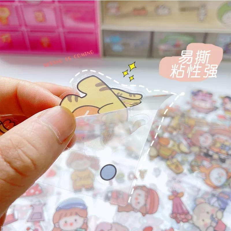 100 lembar 1box Sticker Motif Kartun Kawaii Sticker Lucu Scrapbook DIY