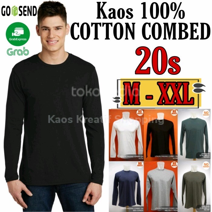 TERLARIS KAOS Polos Lengan Panjang JUMBO Katun 20s/Size M - XXL/Pria/No Manset