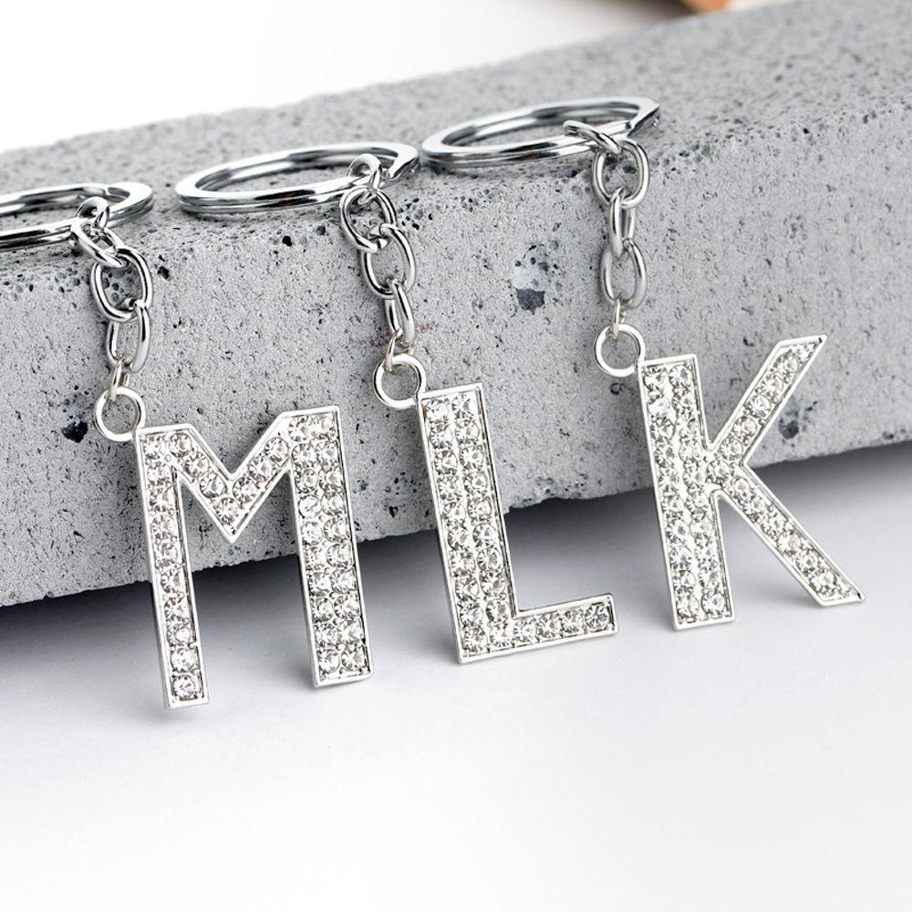 Mxbeauty Huruf Liontin Hadiah Natal Unisex Aksesoris Kristal Berlian Imitasi Gantungan Kunci Handbag Charms Key Chain