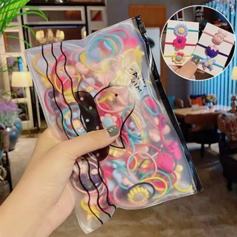 20 Pcs Set Ikat Rambut bahan karet Warna-Warni Gaya Korea untuk Anak Perempuan