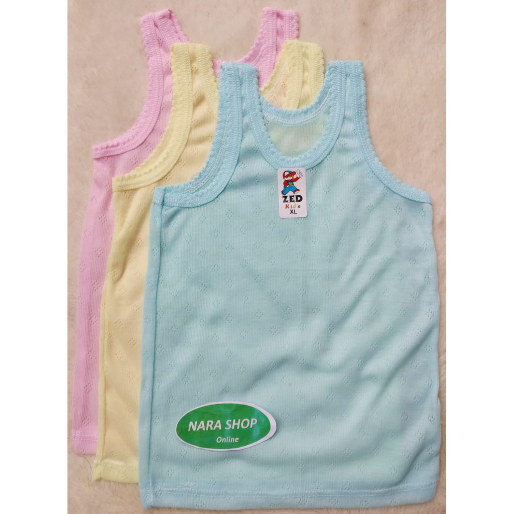 [6pcs] SINGLET ZED KIDS WARNA | Singlet Berpori | Singlet Zed Kids | Kaos Dalam Anak