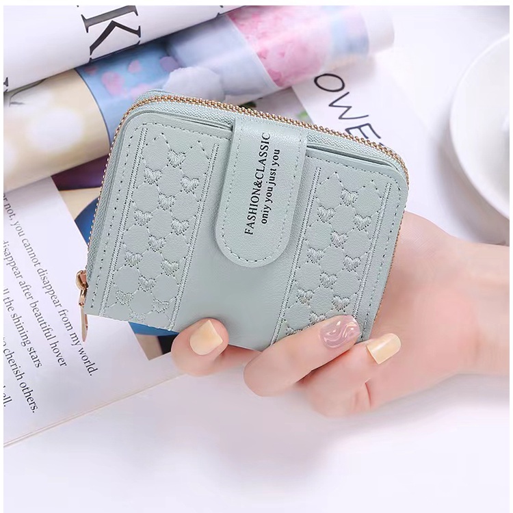 ( GS ) DOMPET WANITA / DOMPET PENDEK LIPAT WANITA  RESTLETING MOTIF LOVE BORDIR