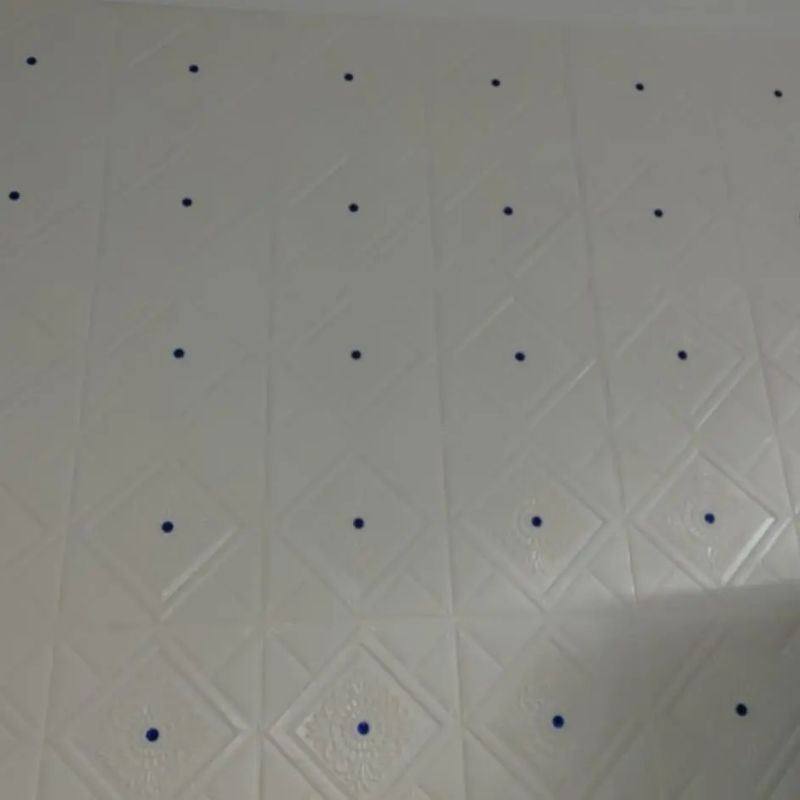 wallpaper foam 3D permukaan timbul motif batik wajik Rubi biru