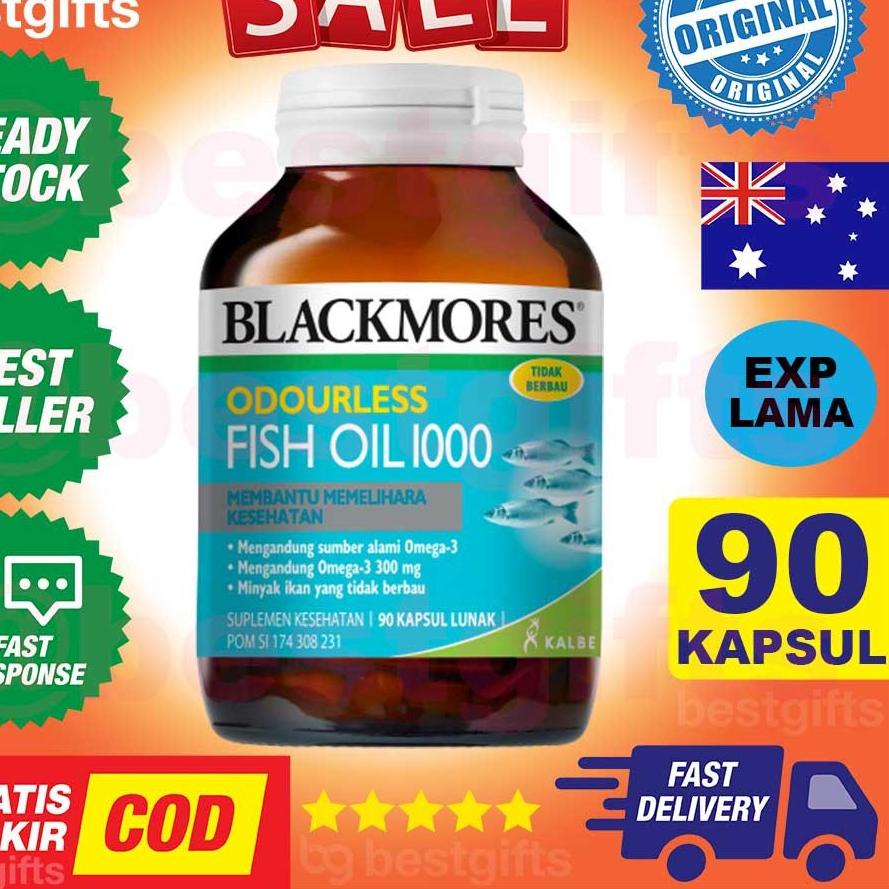 Best - BLACKMORES ODOURLESS FISH OIL OMEGA 3 1000 MG 6 9 MINYAK IKAN DHA JANTUNG KOLESTEROL SENDI 90 KAPSUL