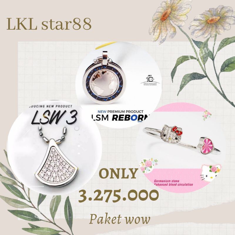 Paket Hemat Wow+ Pendant LSM Reborn + LSW3 Biopendant Carbon + Bangle Hello Kitty ORIGINAL MCI