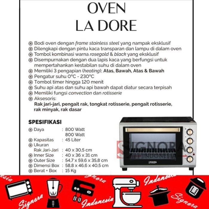 SIGNORA LA DORE Oven listrik 45 Liter + Free Gift