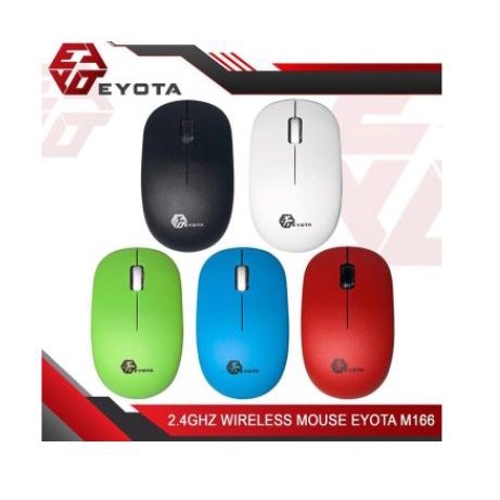 Mouse eyota wireless 2.4ghz usb optical 1000dpi for pc laptop office gaming m-166 m166