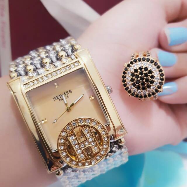 Set jam cincin lapis emas